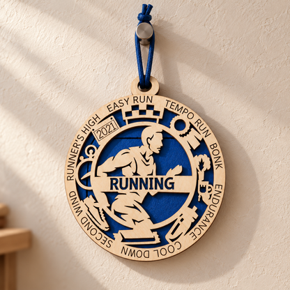 Running Gift Card Holder | Personalized Wood Medallion | Handcrafted
