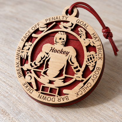 Ice Hockey Gift Card Holder | Personalized Wood Medallion | Handcrafted