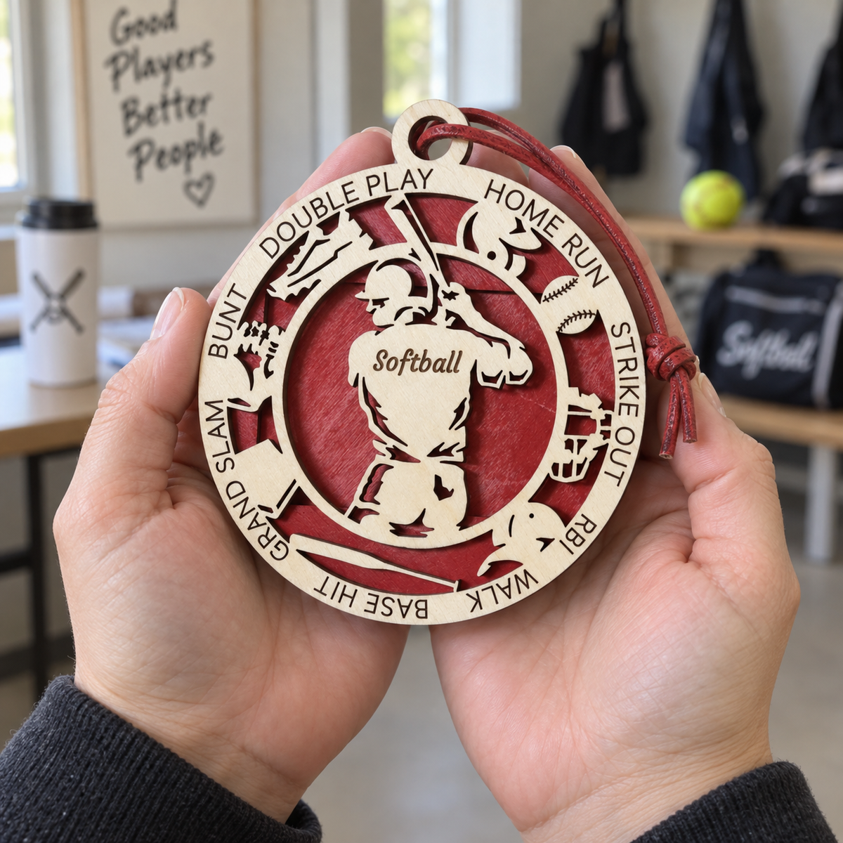 Softball Gift Card Holder | Personalized Wood Medallion | Handcrafted