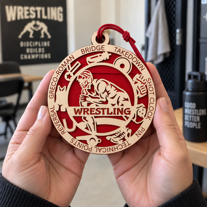 Wrestling Gift Card Holder | Personalized Wood Medallion | Handcrafted