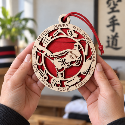 Martial Arts Gift Card Holder | Personalized Wood Medallion | Handcrafted