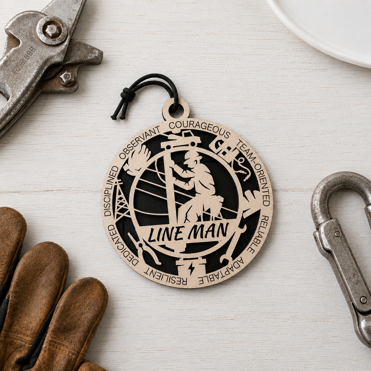Personalized Lineman Gift Card Holder | Lineworker Gift | Handmade Wood