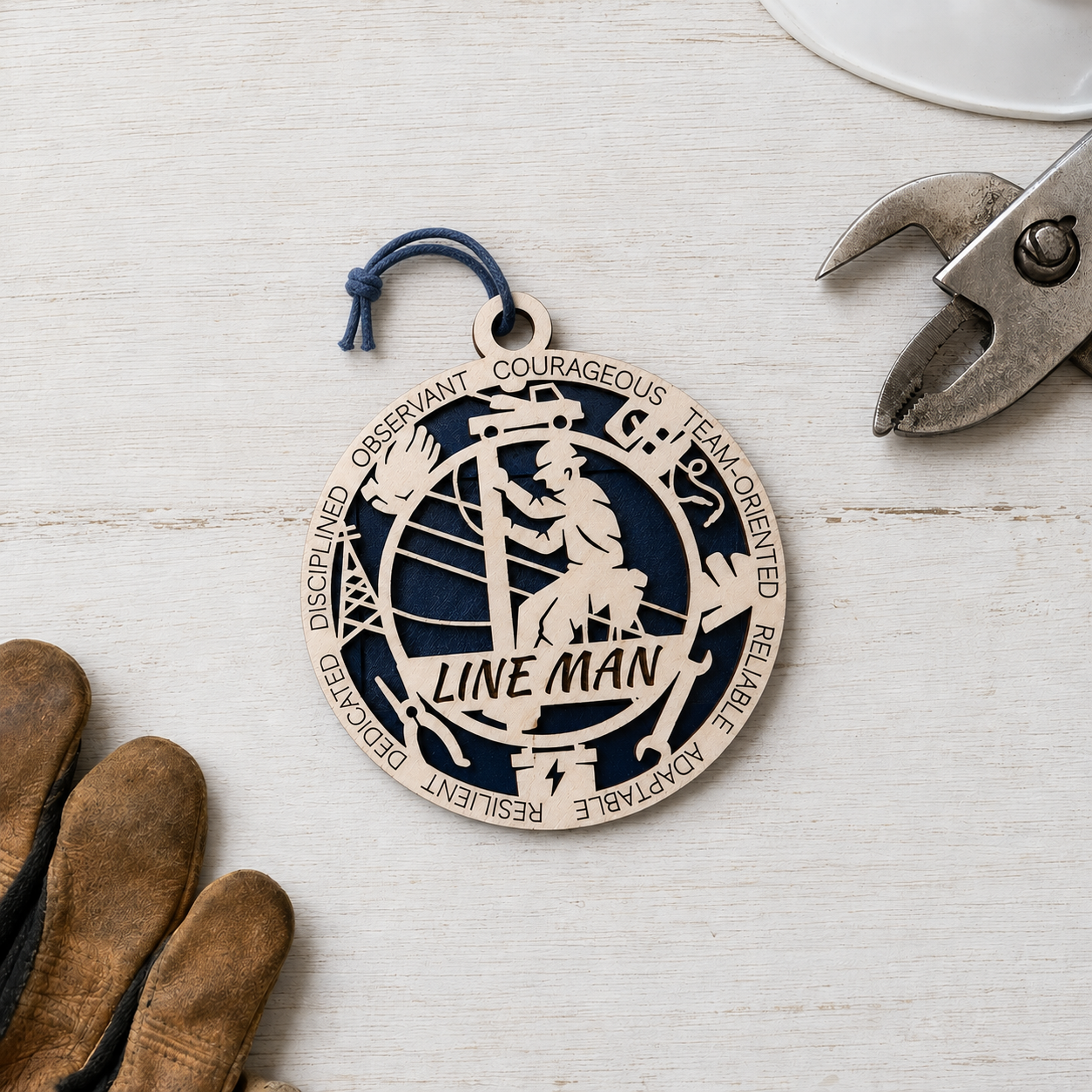 Personalized Lineman Gift Card Holder | Lineworker Gift | Handmade Wood