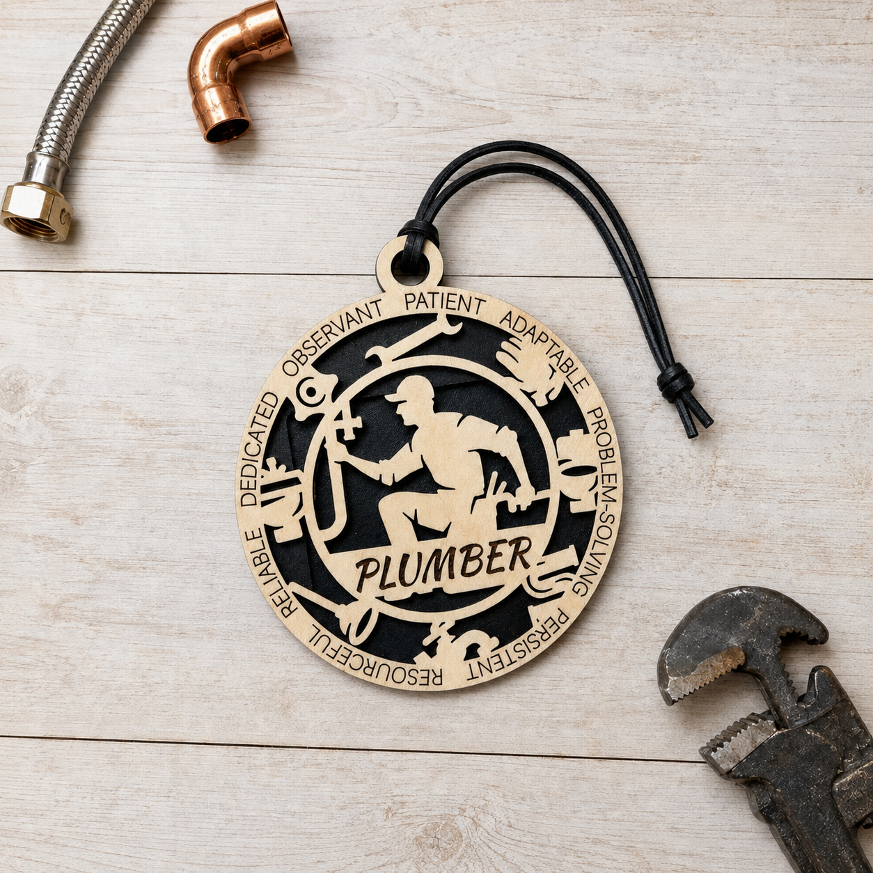 Personalized Plumber Gift Card Holder | Plumber Gift | Handmade Wood