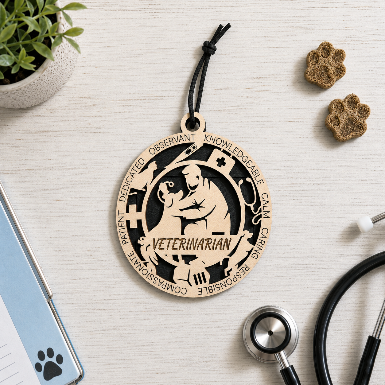 Personalized Veterinarian Gift Card Holder | Vet Gift | Handmade Wood