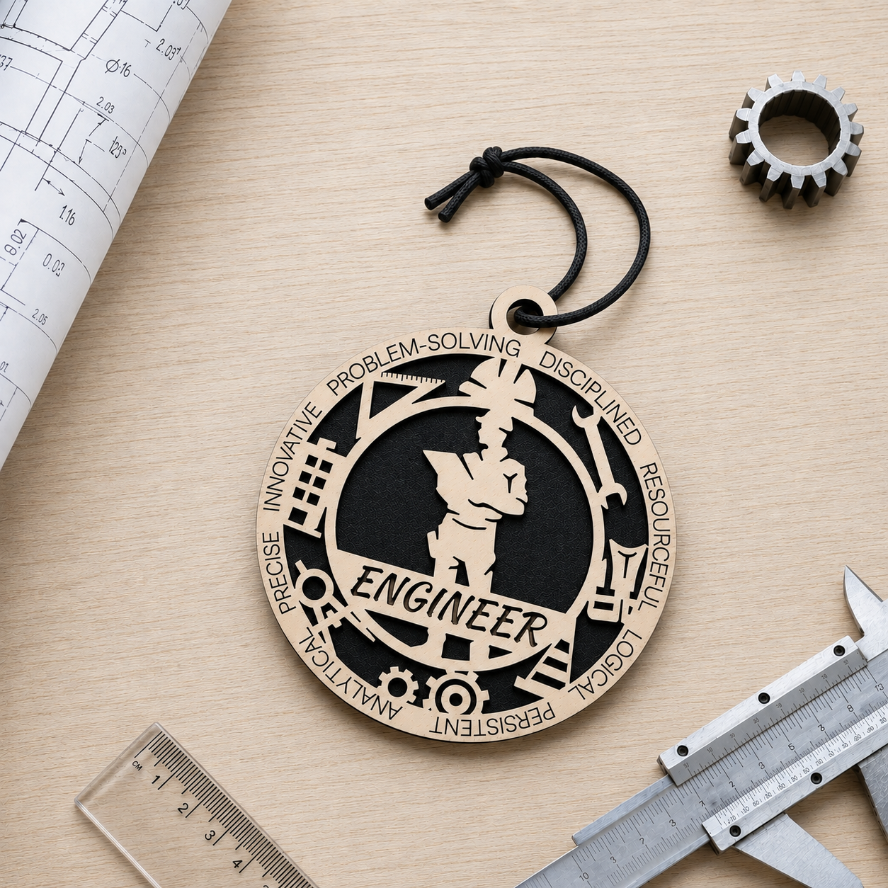 Engineer Gift Card Holder | Engineering Gift for Him or Her | Handmade Wood