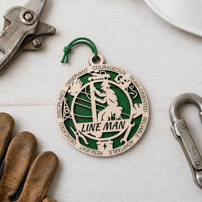 Personalized Lineman Gift Card Holder | Lineworker Gift | Handmade Wood