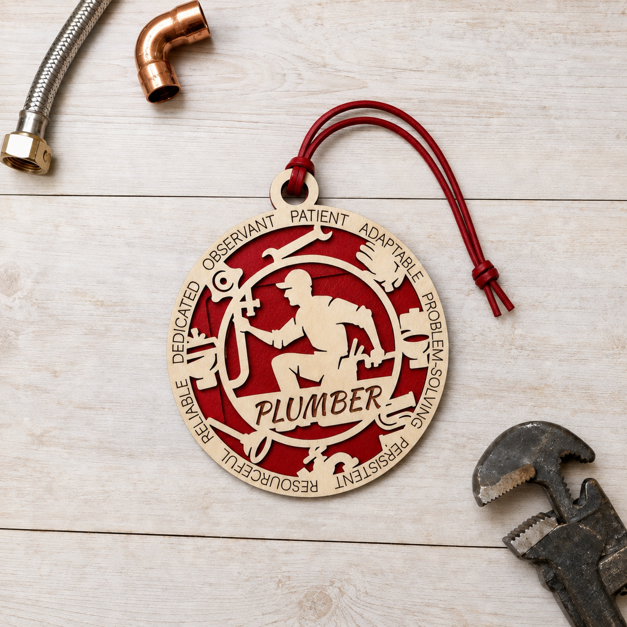 Personalized Plumber Gift Card Holder | Plumber Gift | Handmade Wood