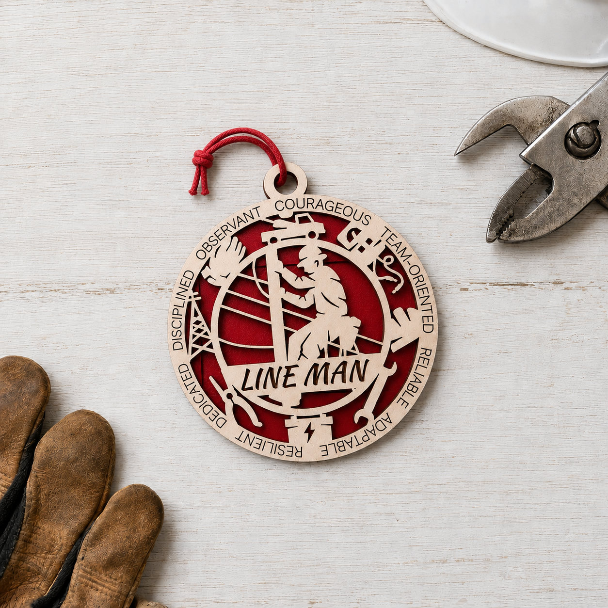 Personalized Lineman Gift Card Holder | Lineworker Gift | Handmade Wood