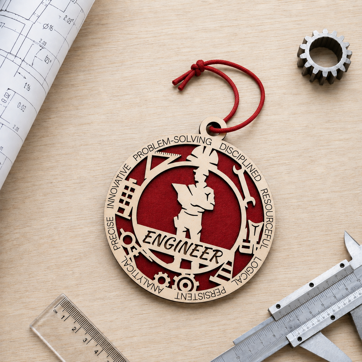 Engineer Gift Card Holder | Engineering Gift for Him or Her | Handmade Wood