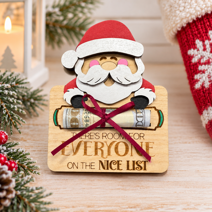 Santa Cash Gift Holder | Funny Christmas Money Gift | Handcrafted Wood