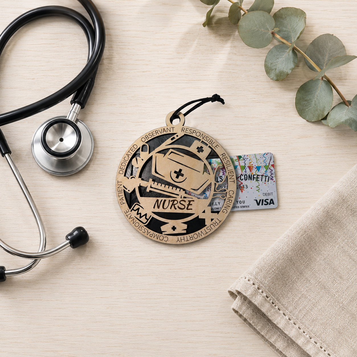 Personalized Nurse Gift Card Holder | Nurse Appreciation Gift | Handmade Wood