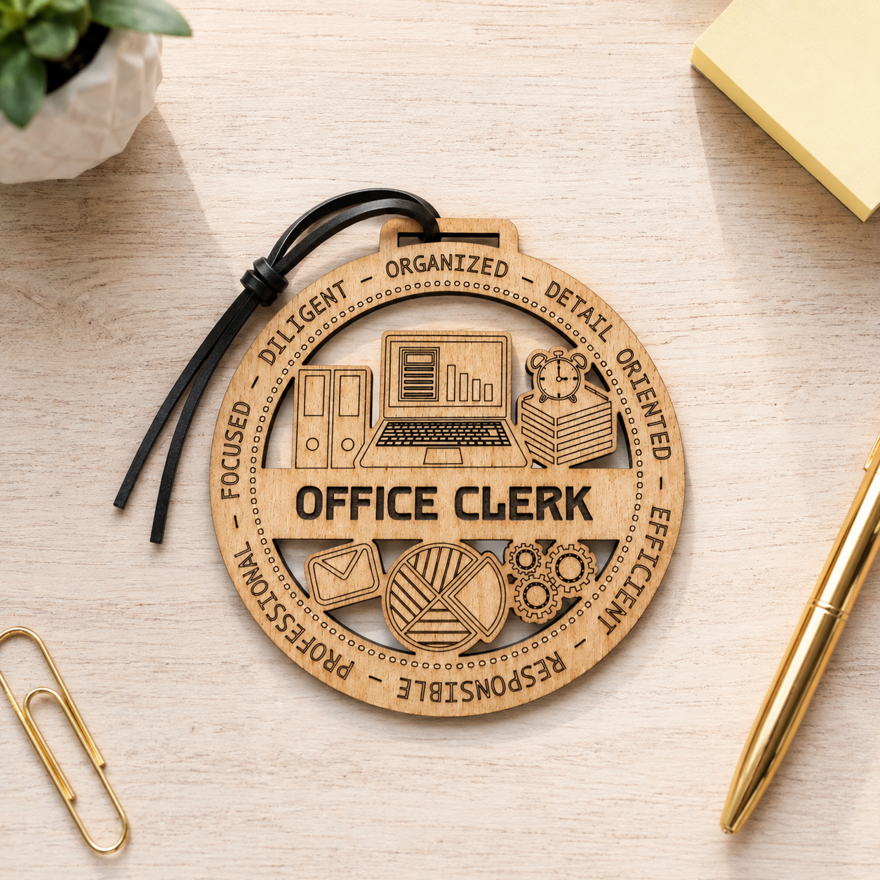 Office Clerk Gift Card Holder | Administrative Gift | Handmade Wood