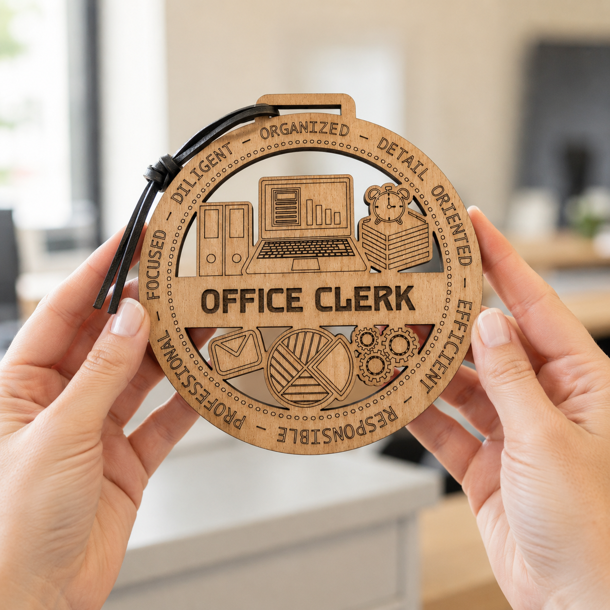 Office Clerk Gift Card Holder | Administrative Gift | Handmade Wood