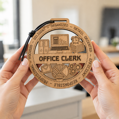 Office Clerk Gift Card Holder | Administrative Gift | Handmade Wood