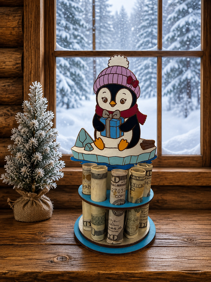 Winter Money Tree | Snowman Penguin Polar Bear | Cash Gift | Handmade Wood