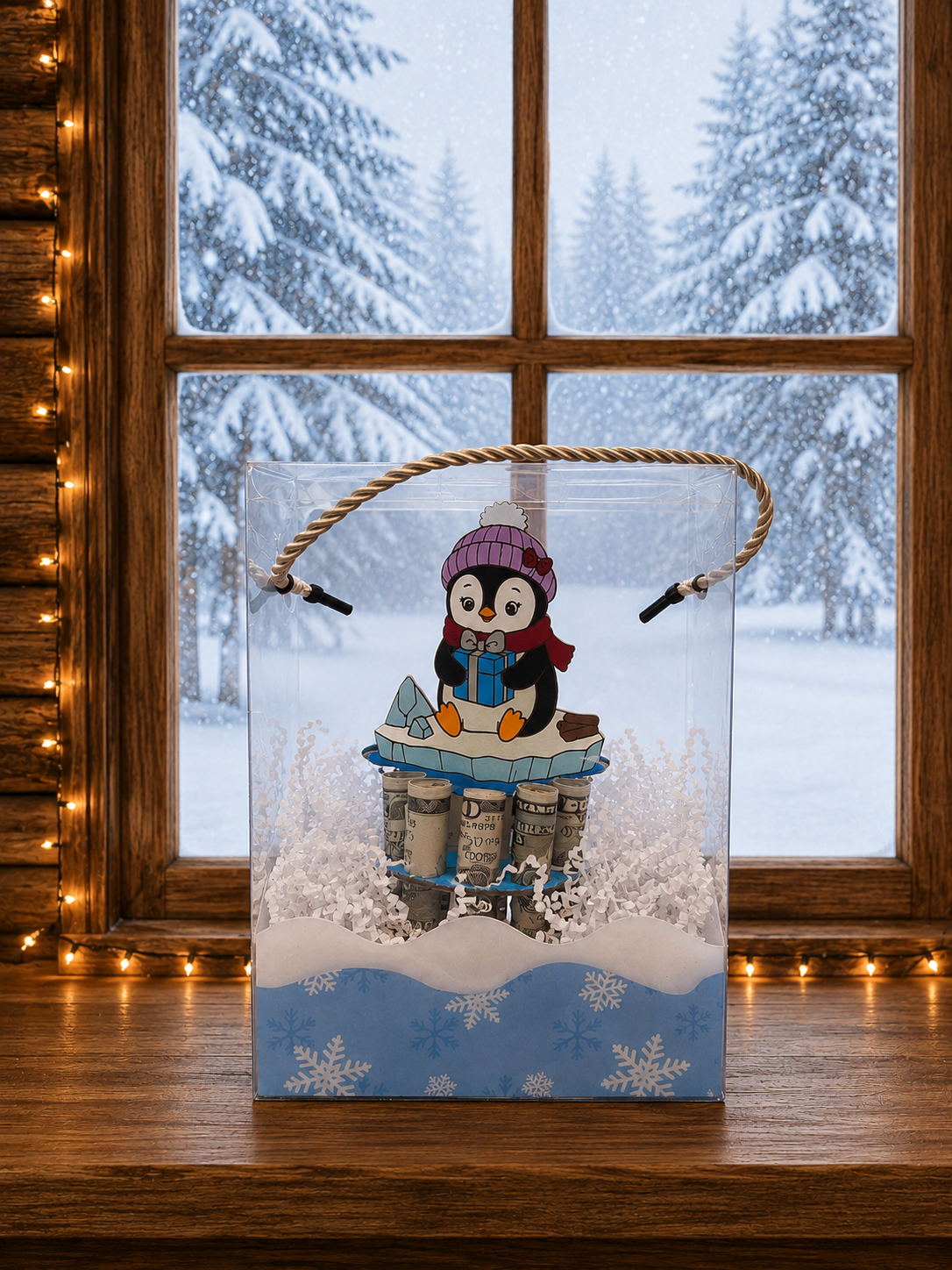 Winter Money Tree | Snowman Penguin Polar Bear | Cash Gift | Handmade Wood