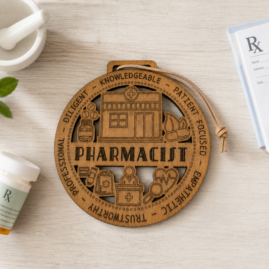 Pharmacist Gift Card Holder | Pharmacy Appreciation Gift | Handmade Wood