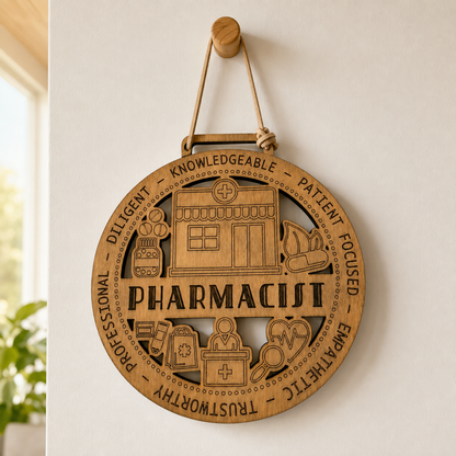 Pharmacist Gift Card Holder | Pharmacy Appreciation Gift | Handmade Wood