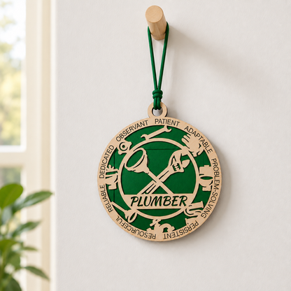 Personalized Plumber Gift Card Holder | Plumber Gift | Handmade Wood