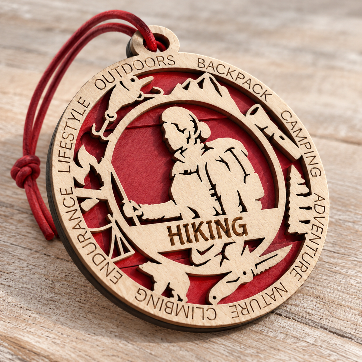 Hiking Gift Card Holder | Personalized Wood Medallion | Handcrafted