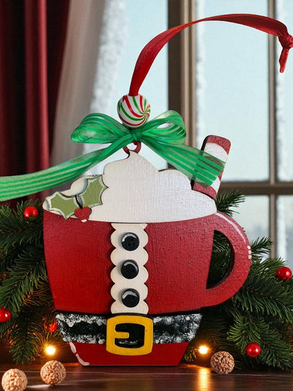 Holiday Mug Gift Card Holders – Santa, Elf, & Gingerbread Wooden Ornaments