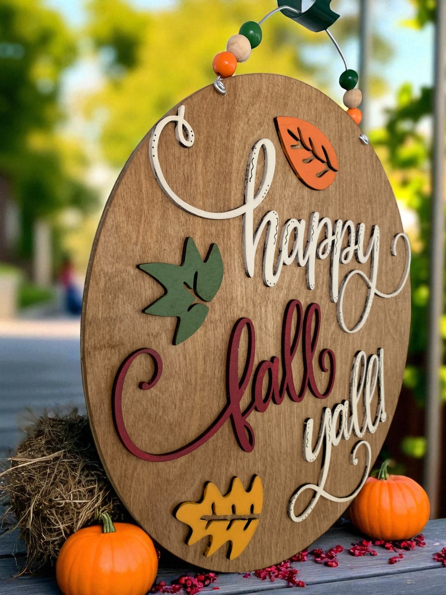 Happy Fall Y’all Wooden Sign – Rustic Autumn Porch & Wall Décor – Handmade Layered Fall Accent