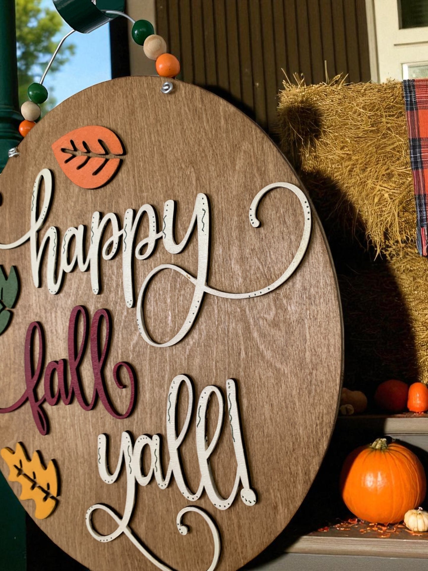 Happy Fall Y’all Wooden Sign – Rustic Autumn Porch & Wall Décor – Handmade Layered Fall Accent
