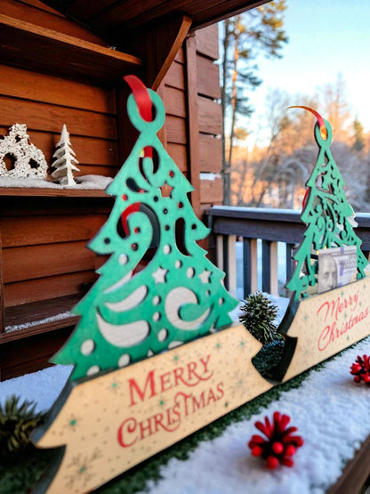 Christmas Tree Money Holder – Handmade Wooden Cash Gift Ornament with Ribbon for Holiday Giving