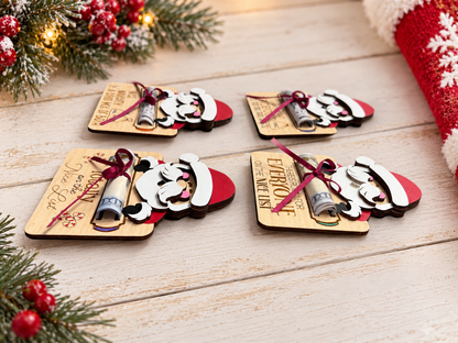 Santa Cash Gift Holder | Funny Christmas Money Gift | Handcrafted Wood