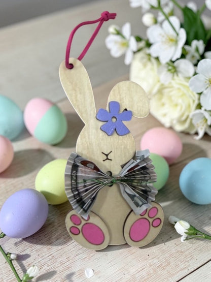 Personalized Bunny Money Holder – Easter Basket Tag with Cash Holder