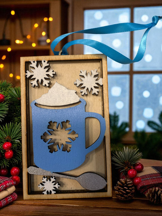 Hot Cocoa Mug Gift Card Holder – Winter Wooden Christmas Gift for Cocoa Lovers