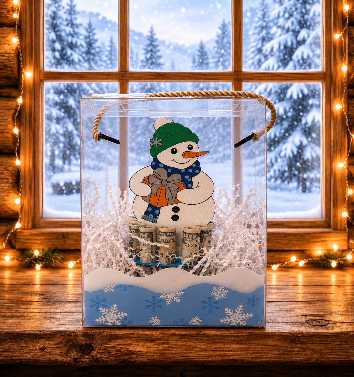 Winter Money Tree | Snowman Penguin Polar Bear | Cash Gift | Handmade Wood