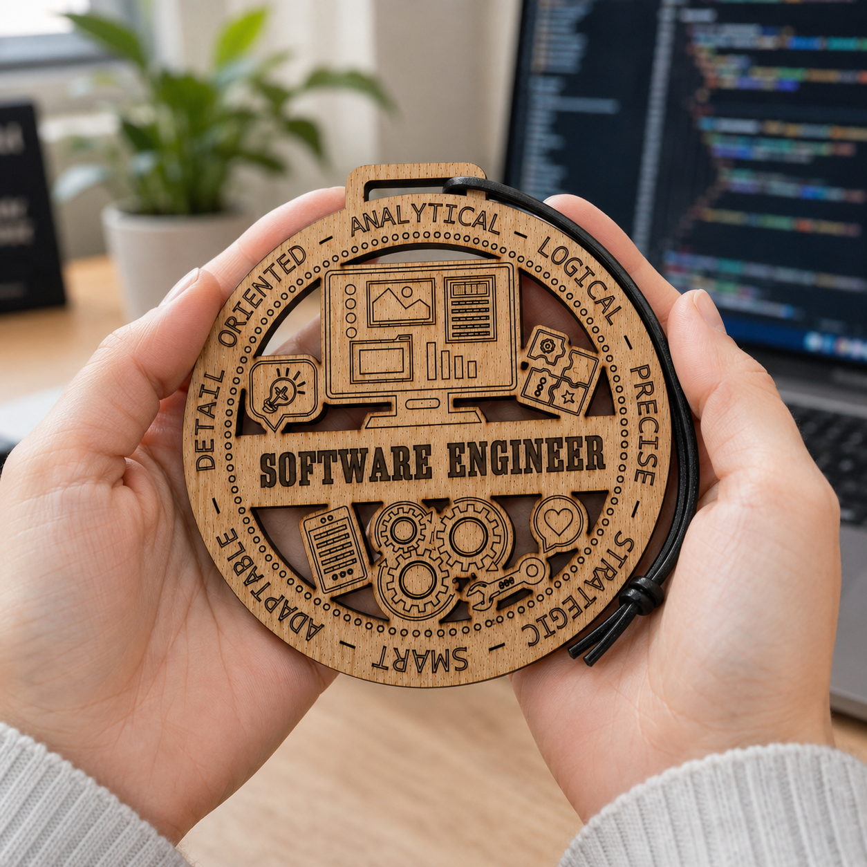 Software Engineer Gift Card Holder | Programmer Gift | Handmade Wood