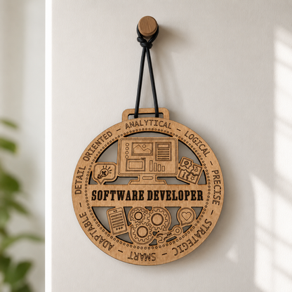Software Developer Gift Card Holder | Programmer Gift | Handmade Wood