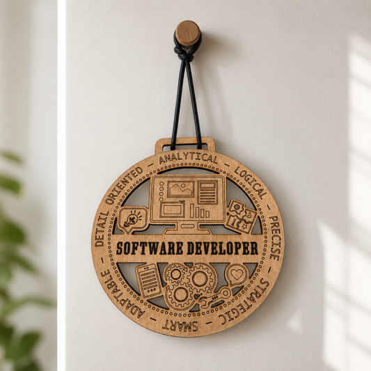 Software Developer Gift Card Holder | Programmer Gift | Handmade Wood