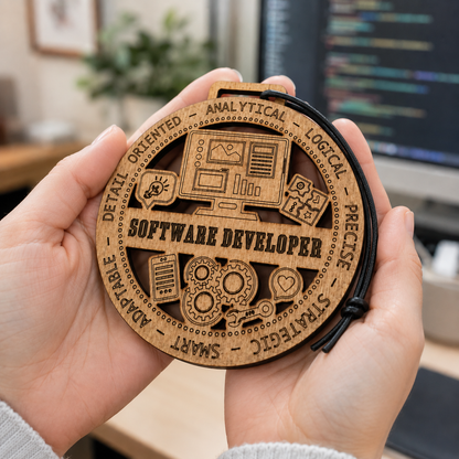 Software Developer Gift Card Holder | Programmer Gift | Handmade Wood