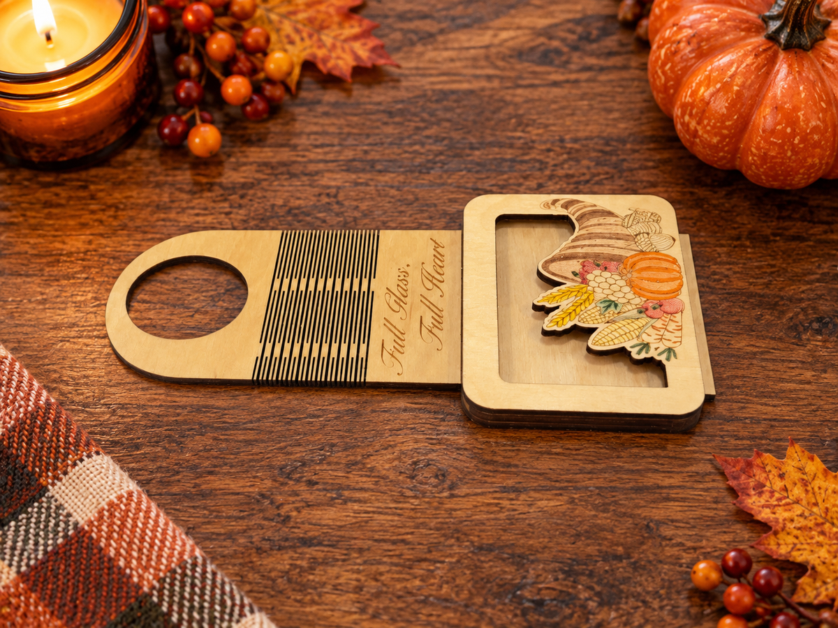 Thanksgiving Wine Bottle Tag Gift Card Holder | Hostess Gift | Handmade Wood
