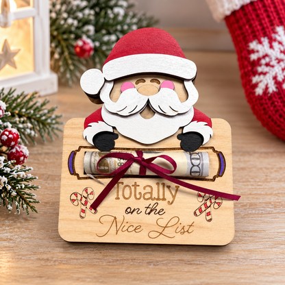 Santa Cash Gift Holder | Funny Christmas Money Gift | Handcrafted Wood