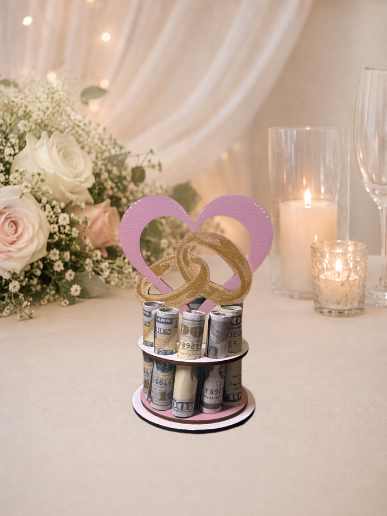 Two Rings Money Tree | Wedding Cash Gift | Handmade Wood