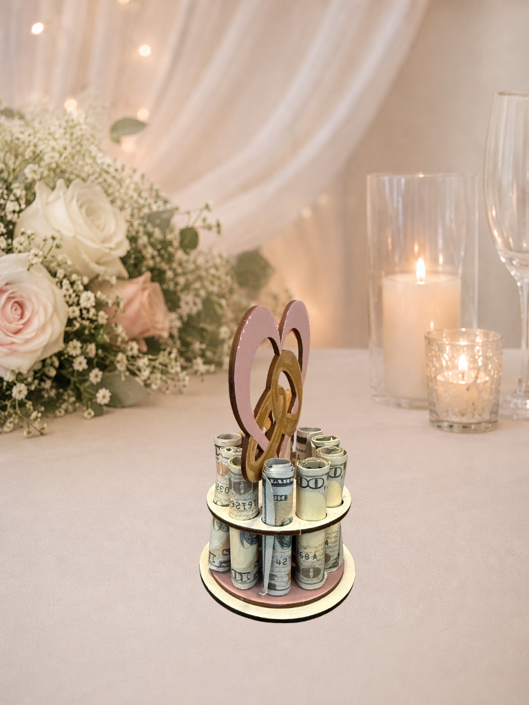 Two Rings Money Tree | Wedding Cash Gift | Handmade Wood