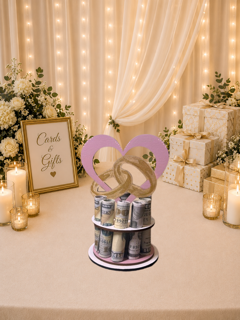 Two Rings Money Tree | Wedding Cash Gift | Handmade Wood