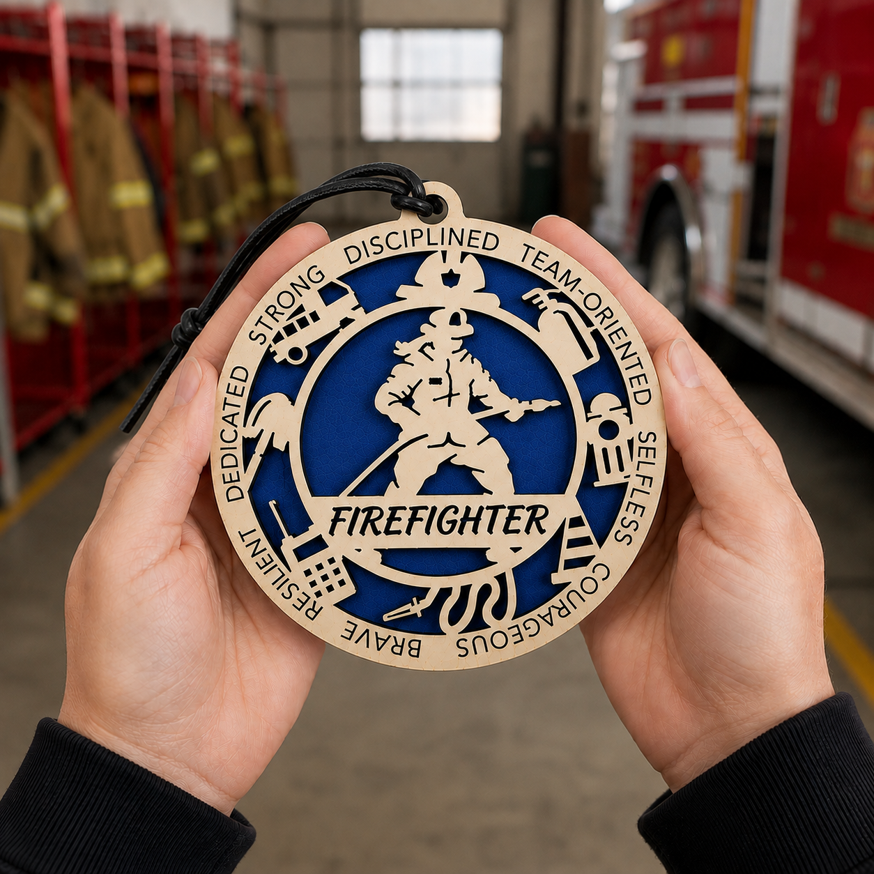 Personalized Firefighter Gift Card Holder | Firefighter Gift | Handmade Wood