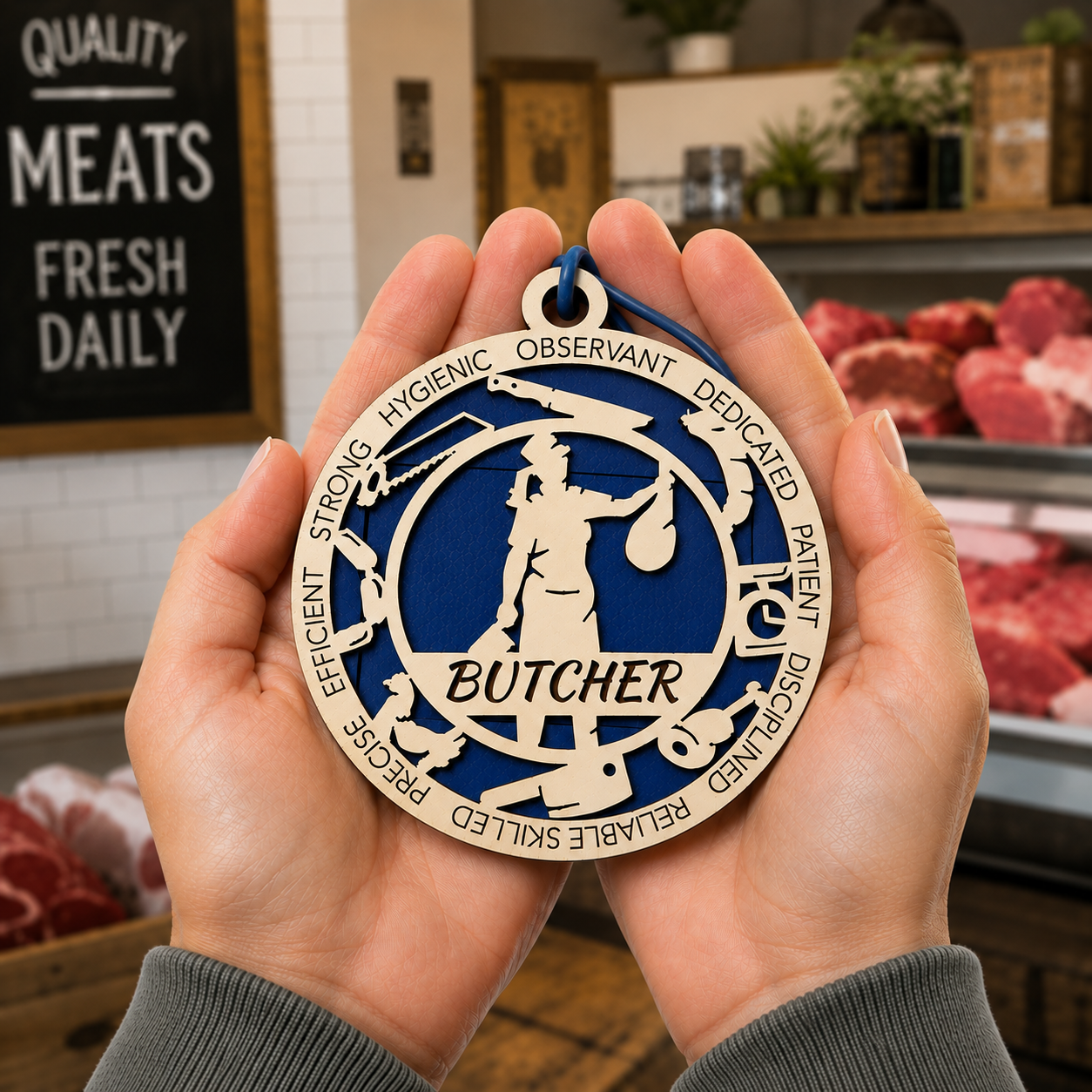 Butcher Gift Card Holder | Meat Cutter Gift | Handmade Wood