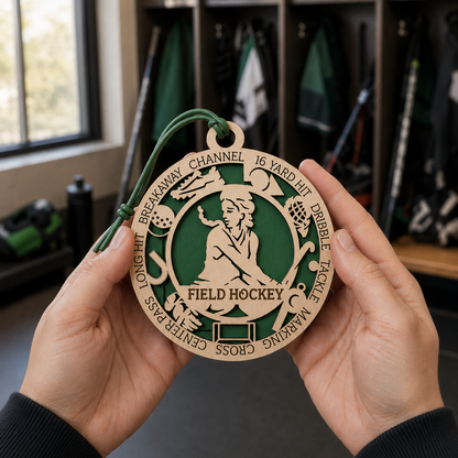 Field Hockey Gift Card Holder | Personalized Wood Medallion | Handcrafted