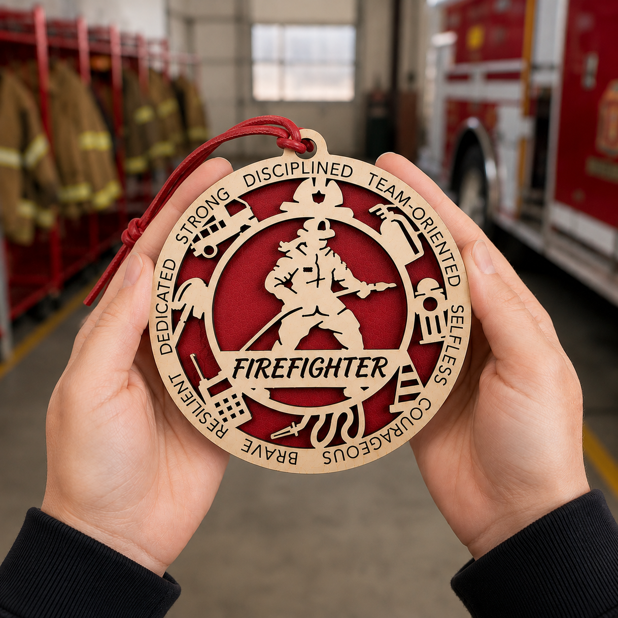 Personalized Firefighter Gift Card Holder | Firefighter Gift | Handmade Wood