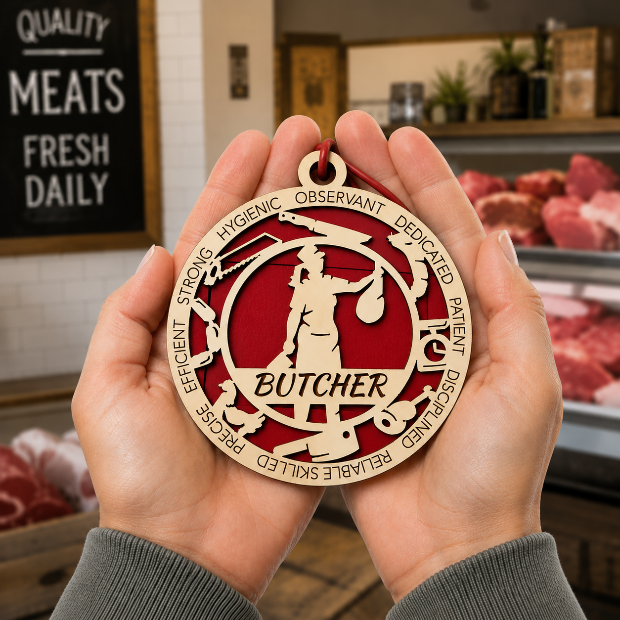 Butcher Gift Card Holder | Meat Cutter Gift | Handmade Wood
