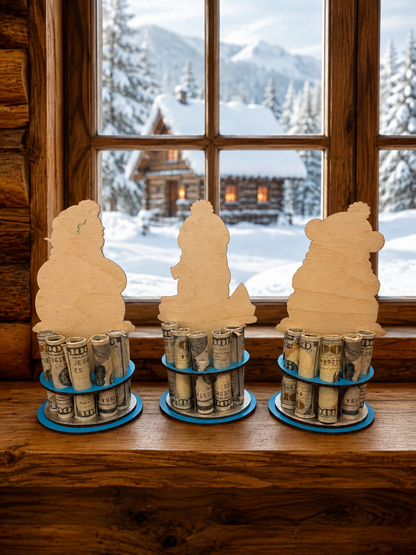Winter Money Tree | Snowman Penguin Polar Bear | Cash Gift | Handmade Wood