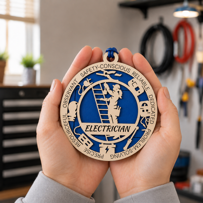 Personalized Electrician Gift Card Holder | Electrician Gift | Handmade Wood