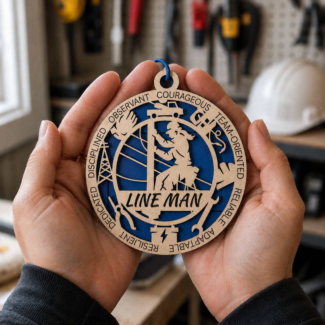 Personalized Lineman Gift Card Holder | Lineworker Gift | Handmade Wood